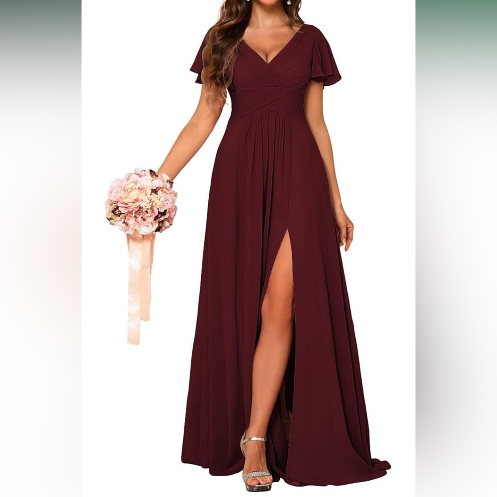 Elegant Burgundy Evening Gown